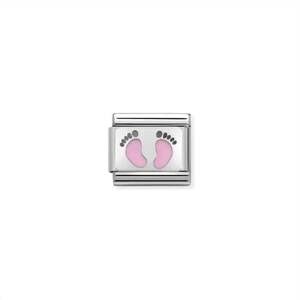 NEW NOMINATION unisex baby links bracelet in pink footprint
